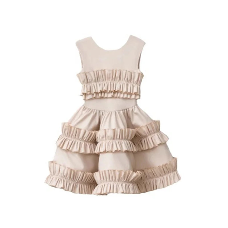 Girls Dress 2025 Spring Autumn Girls Cake Lace Dress Court Vest Dresses for Kids Princess Toddler Cosutme Baby Party Clothing