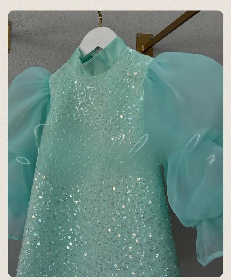 Teen Girl Clothes 2025 New Glitter Kids Girls Princess Gown Piano Recital Sweet Party Outfit Toddler Formal Wear Costume Vestido