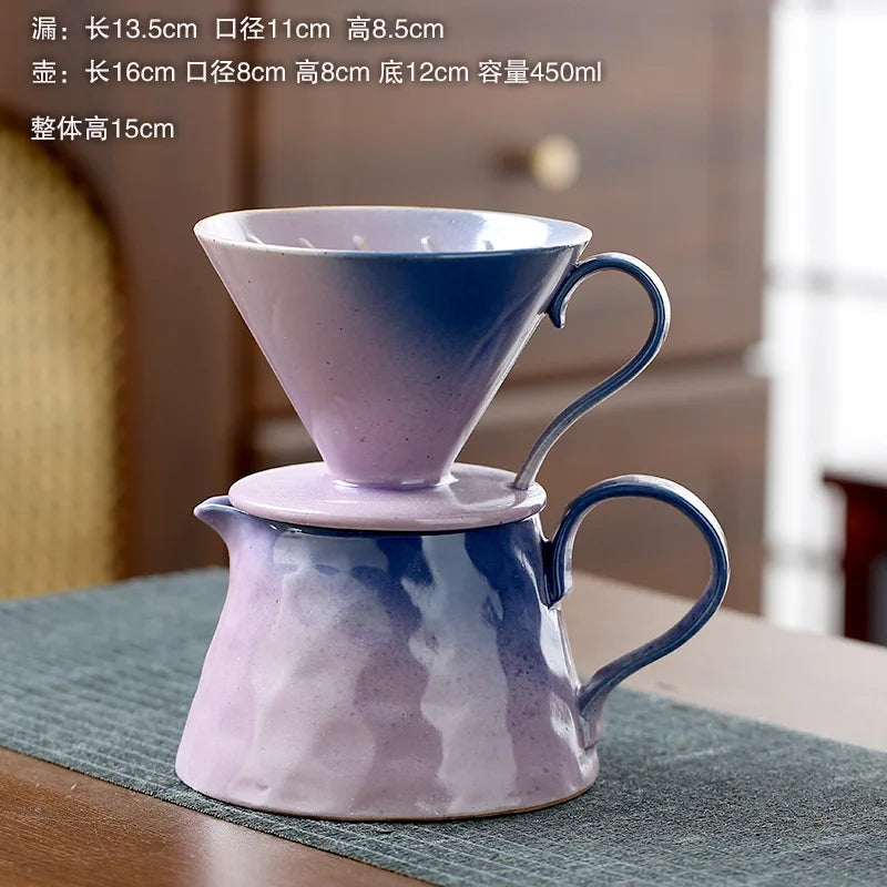 Home Ceramic Hand Drip Coffee Pot Large Sharing Jug V60 Cone Coffee Filter Brewer
