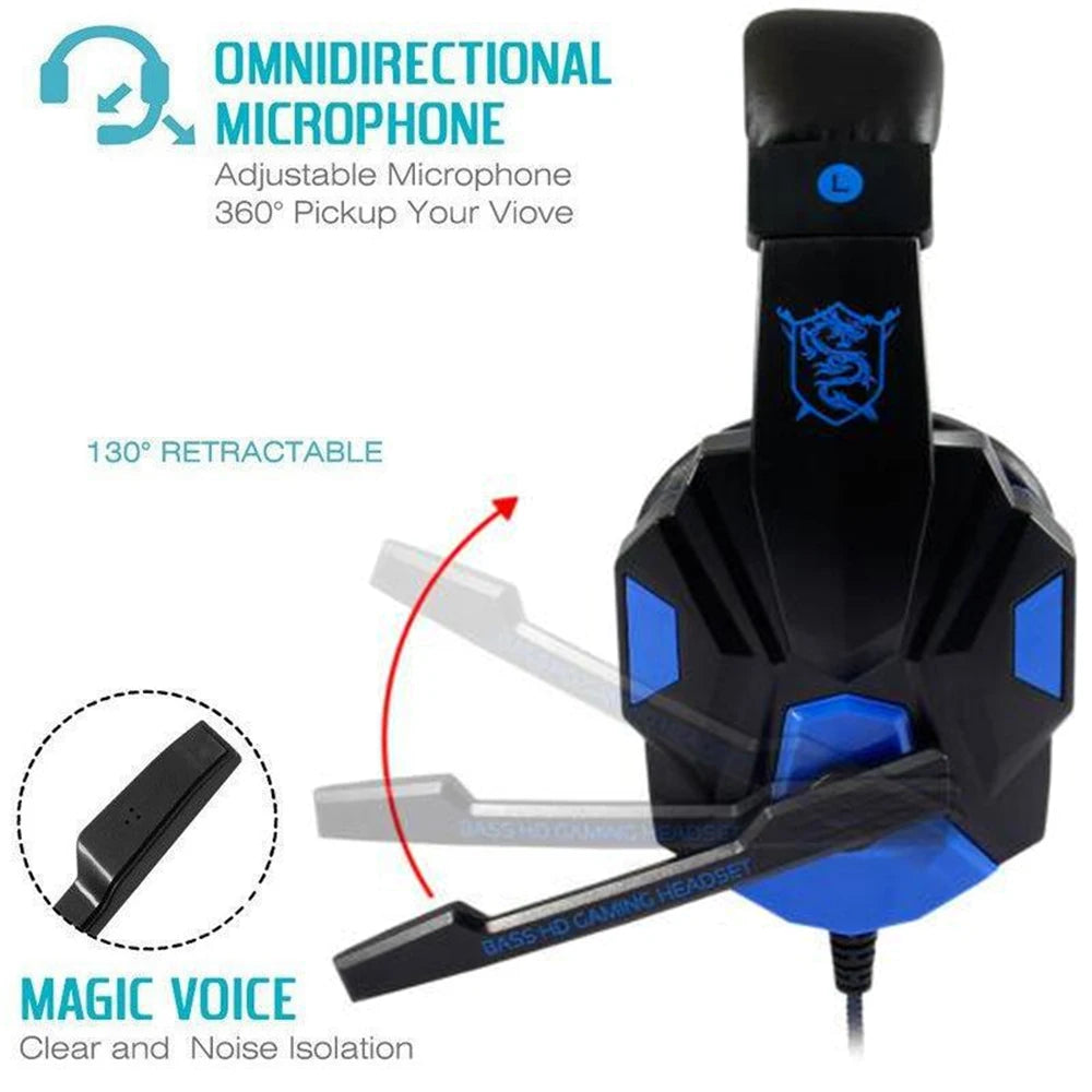 3.5mm Gaming Wired Gaming Headphones With 120° Adjustable HD Microphone For Computer PS4 PS5 Xbox Bass Stereo PC Gaming Headset