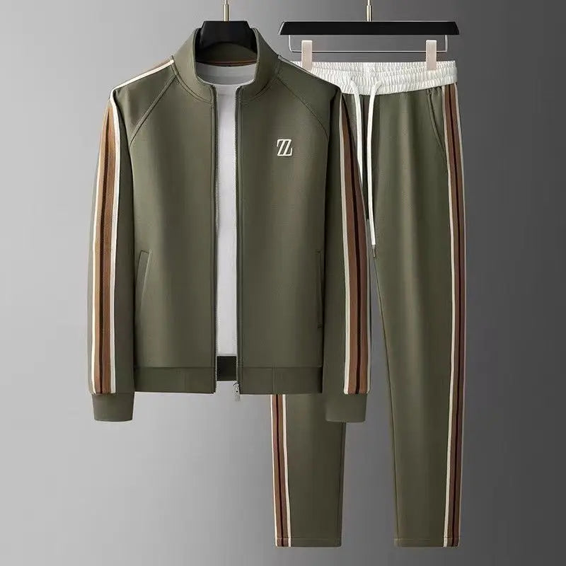 New Men's Autumn Stand-Collar Casual Sports Suit - Trendy Fashion Activewear with Long-Sleeve Top and Straight-Leg Pants