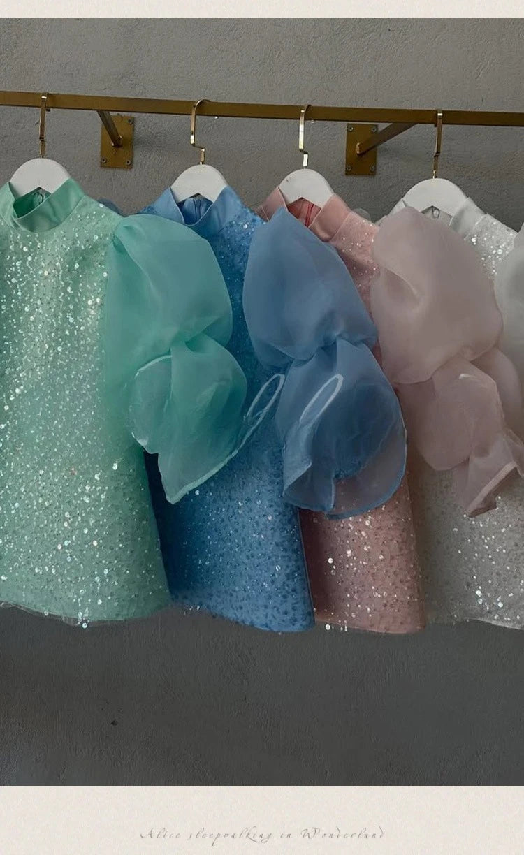 Teen Girl Clothes 2025 New Glitter Kids Girls Princess Gown Piano Recital Sweet Party Outfit Toddler Formal Wear Costume Vestido
