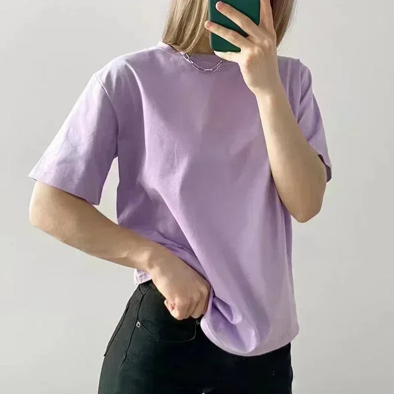 2026 Spring Summer Cotton Short-sleeved T-shirt Unisex Printing Casual Round Neck  shirts one piece pro choice