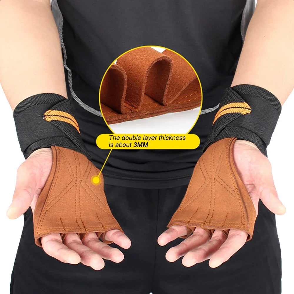 1 Pair Weight Lifting Training Gloves Fitness Sports Body Building Gymnastics Grips Gym Hand Palm Wrist Protector Gloves