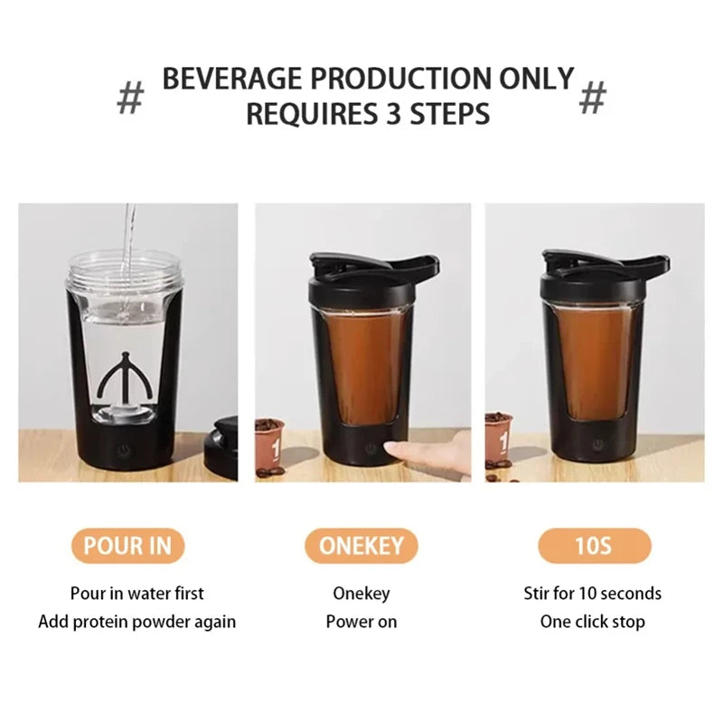 450ml Protein Shaker Bottle Portable USB Charging Fitness Blender Cup Meal Replacement Mixer Bottle for Home Gym Rechargeable