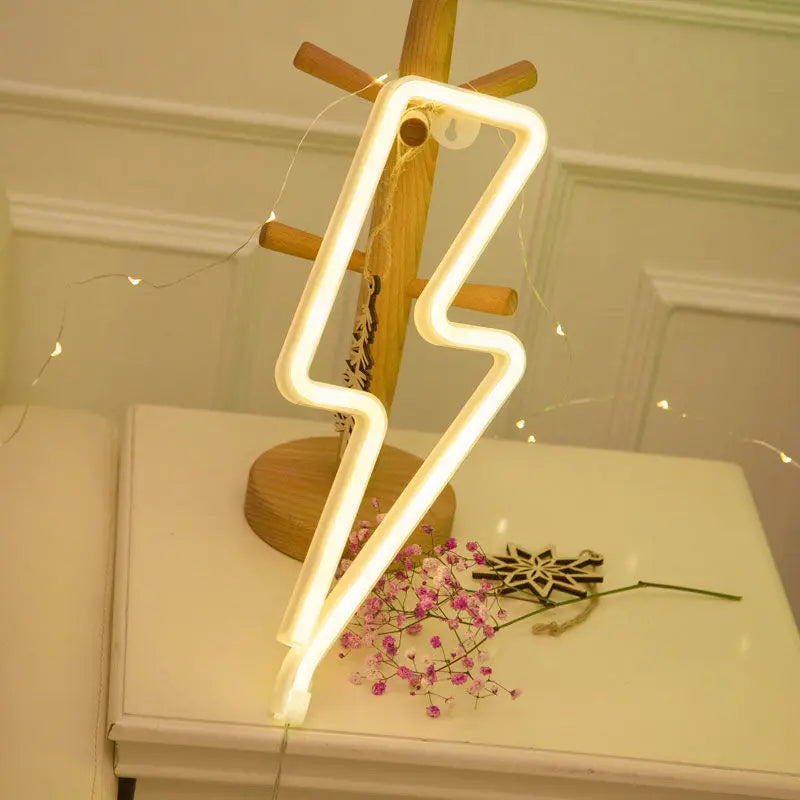 Lightning LED neon light, USB/battery powered, bedroom, gaming room, living room, office, wedding, birthday, party supplies
