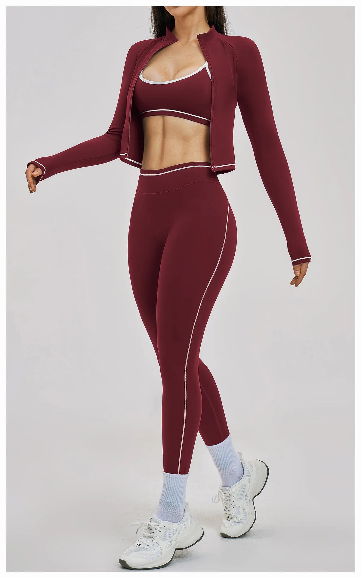3PCS Yoga Suit Women Tracksuit Sports Outfits Gym Set Running Workout Clothes Long Sleeve Sports Bra Athletic Wear Yoga Clothing