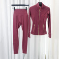 Set with a high-end feel, stand-up collar, slim-fit jacket for women, slimming nine-point yoga pants, casual two-piece set