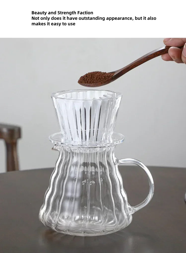 1 PC Acrylic Pour Over Coffee Filter Cup Set Cake Shaped Flat Bottom Home Brewing Kit with Filter Papers Reusable Easy Clean