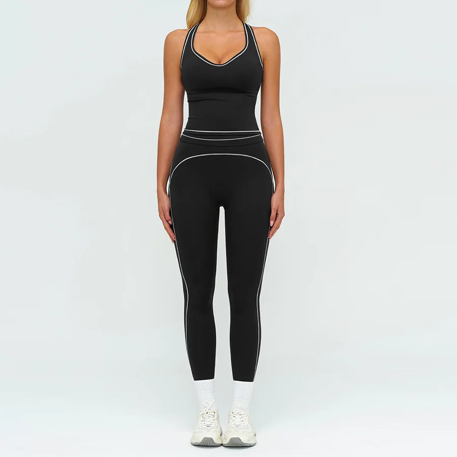 Yoga Set 2PCS Gym Clothes Sportswear Workout Outfits Women Long Sleeve Top Tracksuits Fitness Sports Bra Running Shorts Leggings