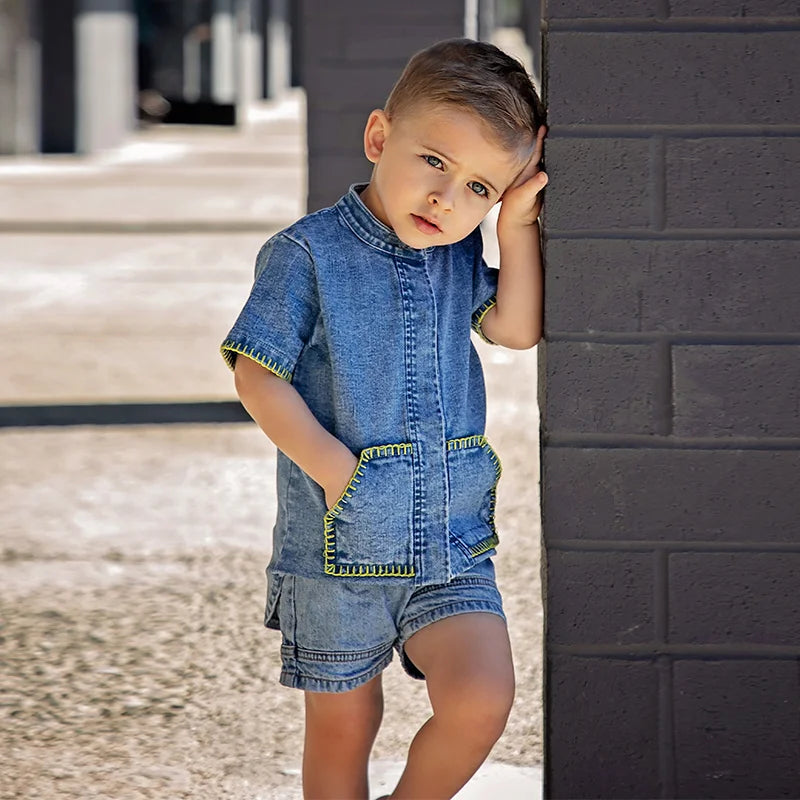 6m-12t 2024 New Summer Spring Denim Famliy Clothing Set Girls Suspender Dress Skirt Baby Sleeveless Romper Overall Boys Shirt