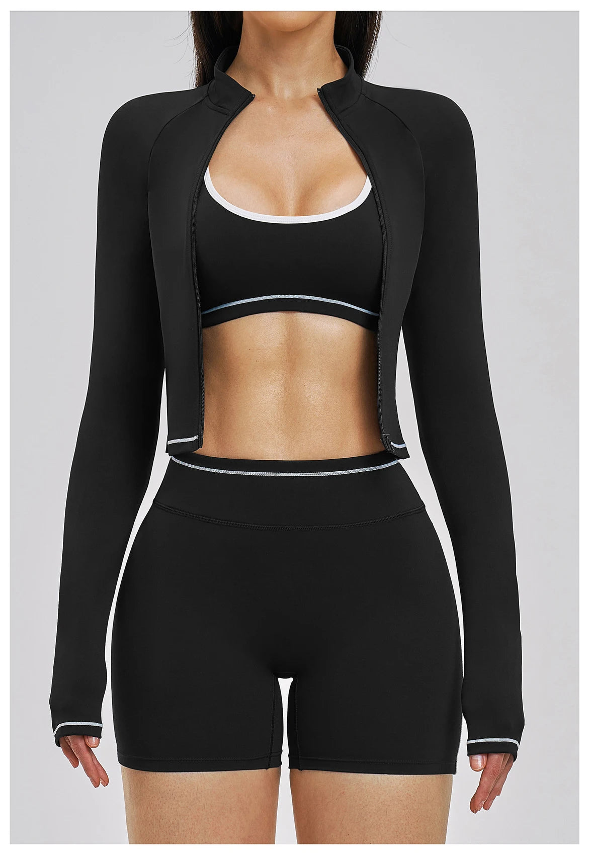 3PCS Yoga Suit Women Tracksuit Sports Outfits Gym Set Running Workout Clothes Long Sleeve Sports Bra Athletic Wear Yoga Clothing