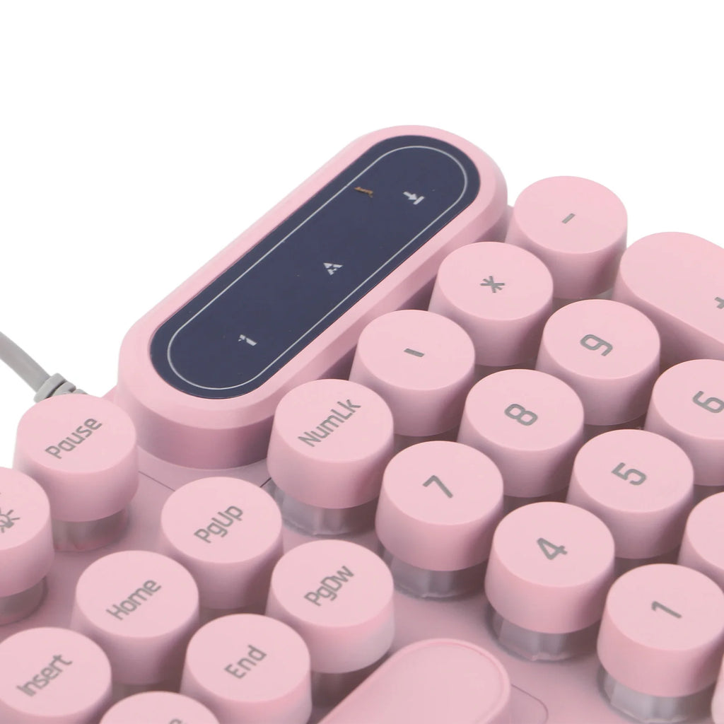 1Pc Gaming Keyboard USB Round 104 Keycaps Backlit Ergonomic Fodable Feet Multimedia Keys Wired Keyboard for Desktop Laptop