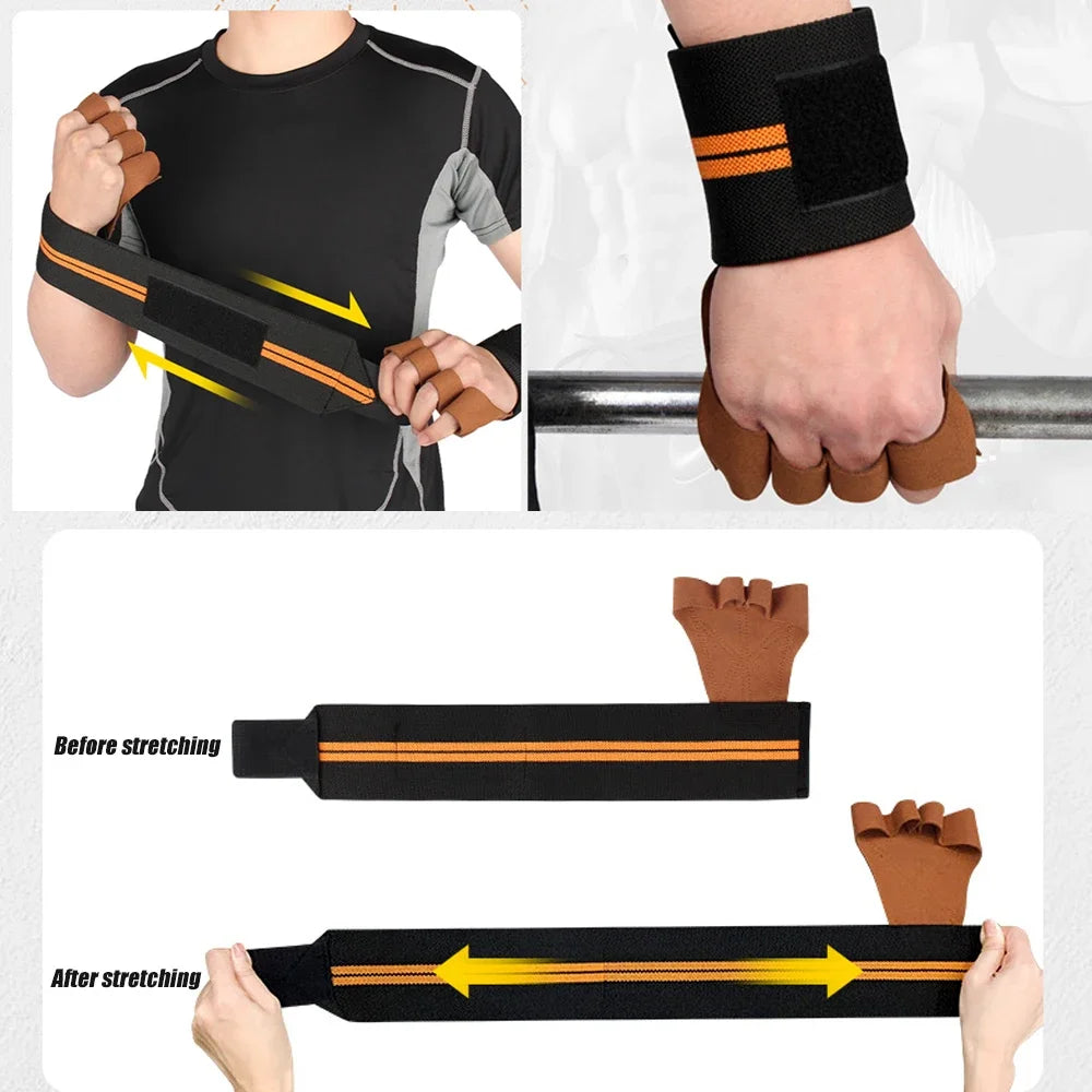 1 Pair Weight Lifting Training Gloves Fitness Sports Body Building Gymnastics Grips Gym Hand Palm Wrist Protector Gloves