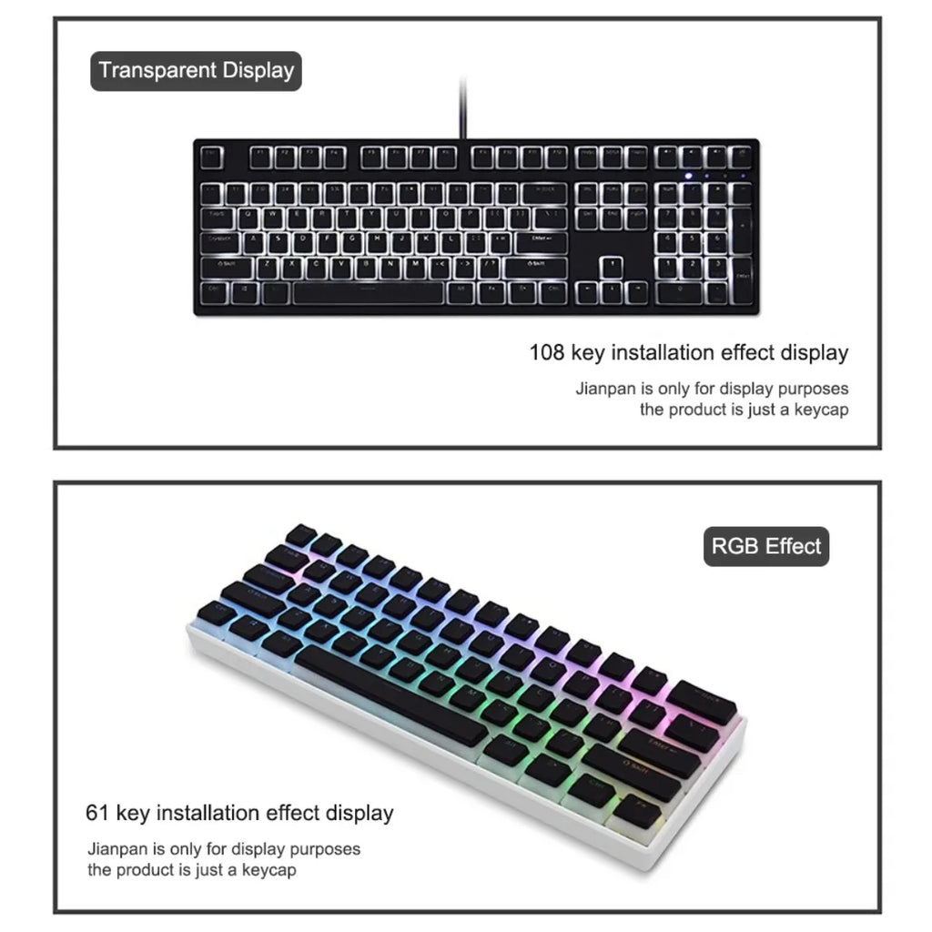 Pudding Keycaps, PBT Shine Through Keycaps 130 Keys Set OEM Profile, for 100%, 75%, 65%, 60% Keyboard for Mechanical Keyboard