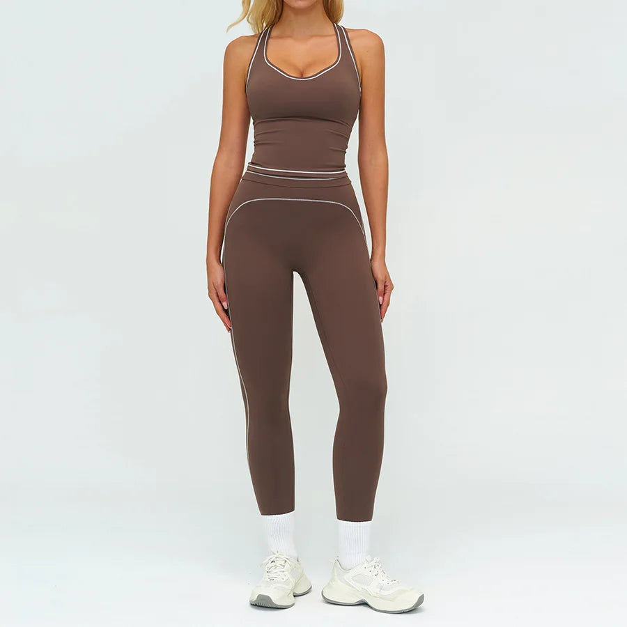 Yoga Set 2PCS Gym Clothes Sportswear Workout Outfits Women Long Sleeve Top Tracksuits Fitness Sports Bra Running Shorts Leggings