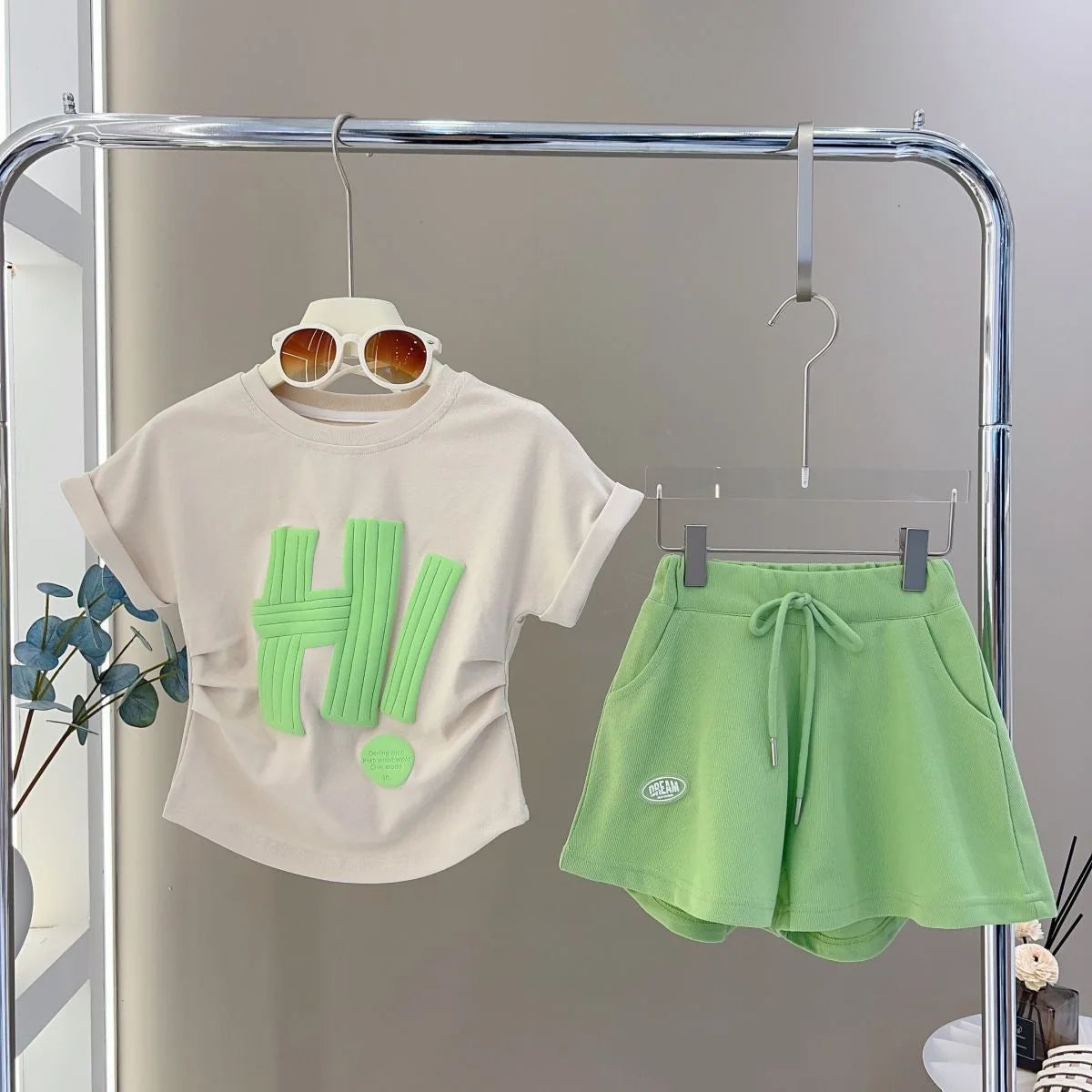 Teen Girls Clothing Set Summer New Letter Print Short-sleeved Tops+Shorts 2Pcs Suit For 4-12 Years Kids Casual Tracksuit Outfits