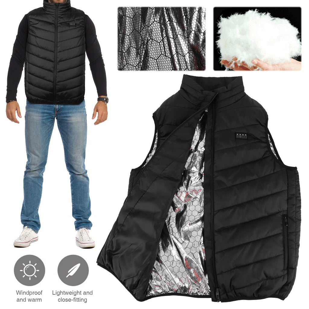 21 Area Heated Vest Thermal Warm Waistcoat Electric Heating Jacket (Black 5XL)