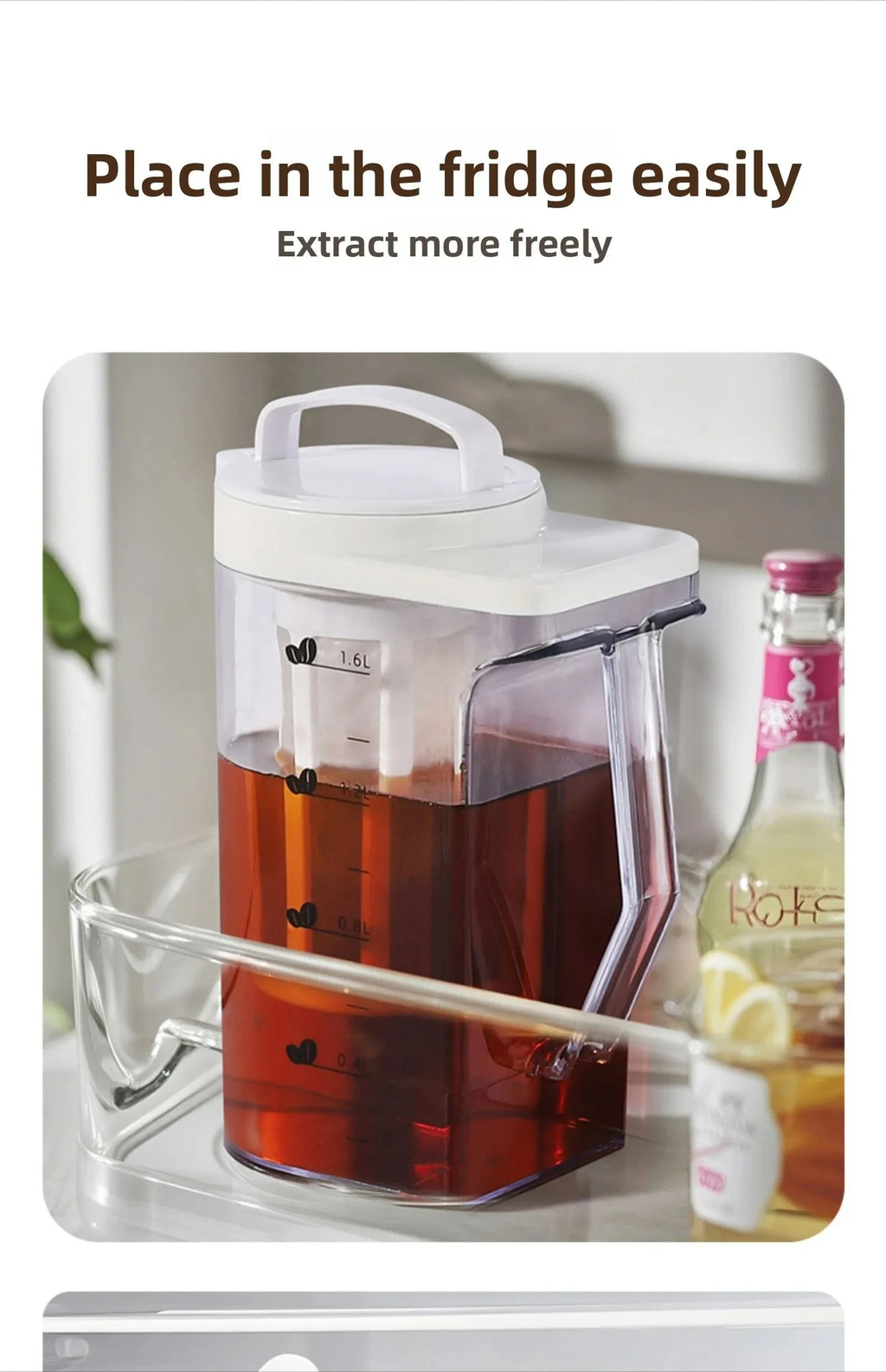 Large Capacity Plastic Cold Brew Coffee Pot For Iced Tea Steep Water Brewing Kitchen Equipment