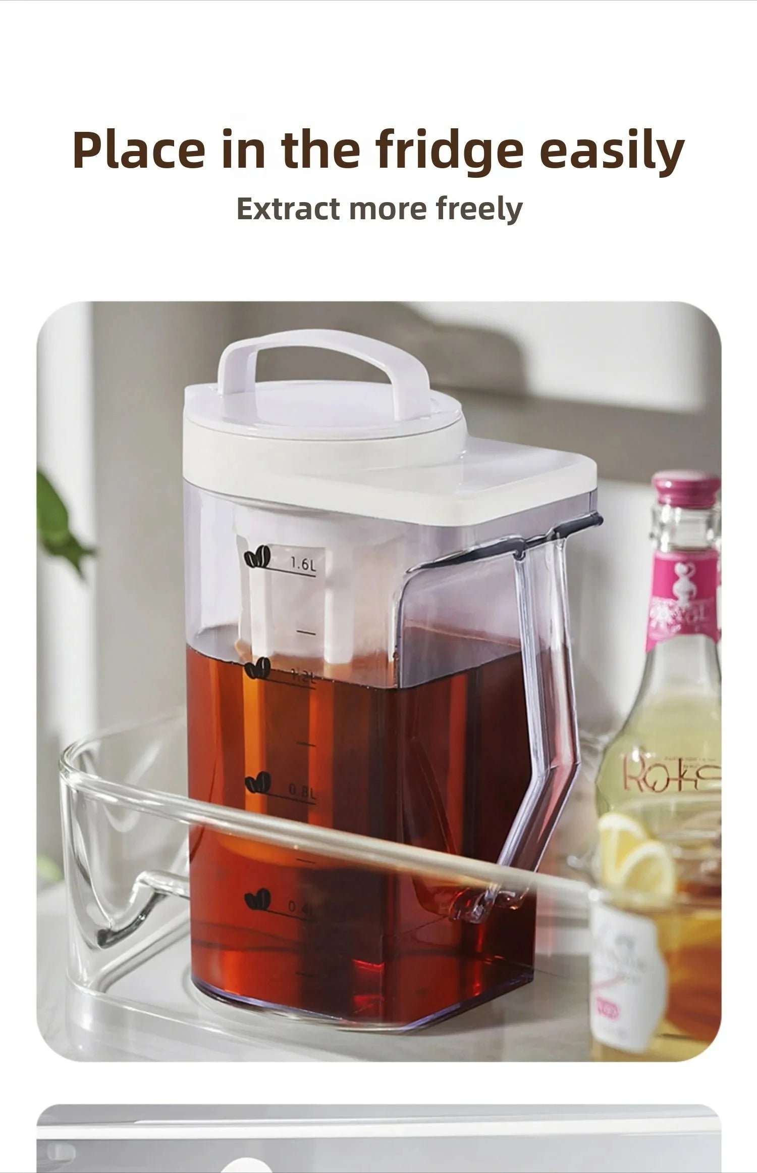 Large Capacity Plastic Cold Brew Coffee Pot For Iced Tea Steep Water Brewing Kitchen Equipment