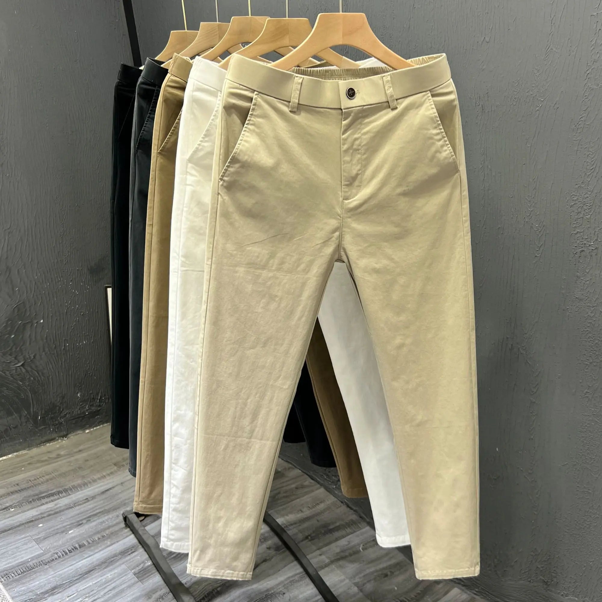 Men's Summer Thin Pants 2025 New Straight Simple and Versatile White Casual Man Clothing Trendy Slim-fitting Cotton Cargo Pants