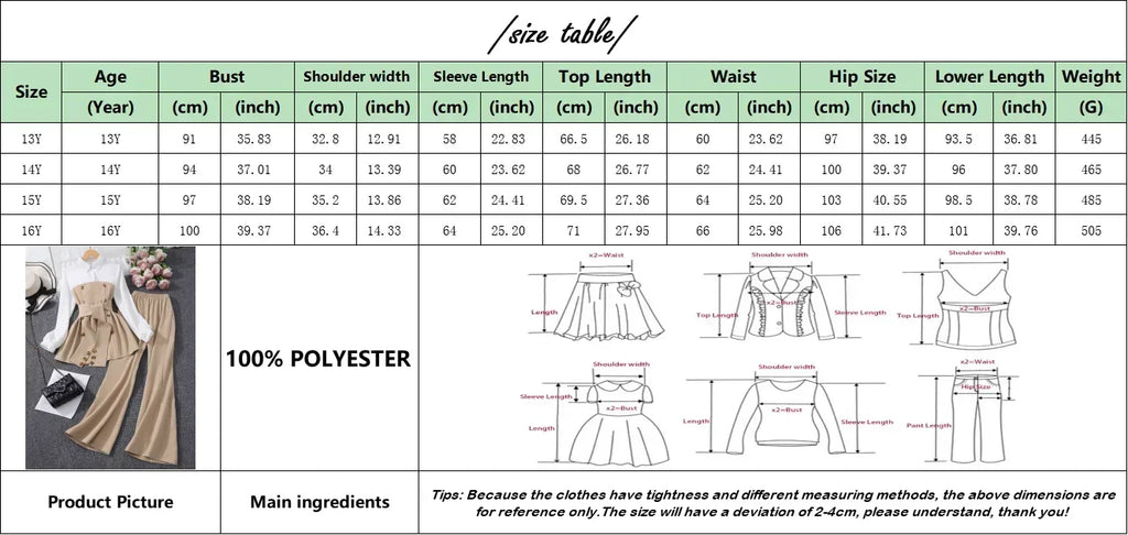 Teen Girls Clothing Set Long Sleeve Solid Color Spring Autumn Belt Child Suit Casual Elegant Comfort Girls Outfits 13-16 Years