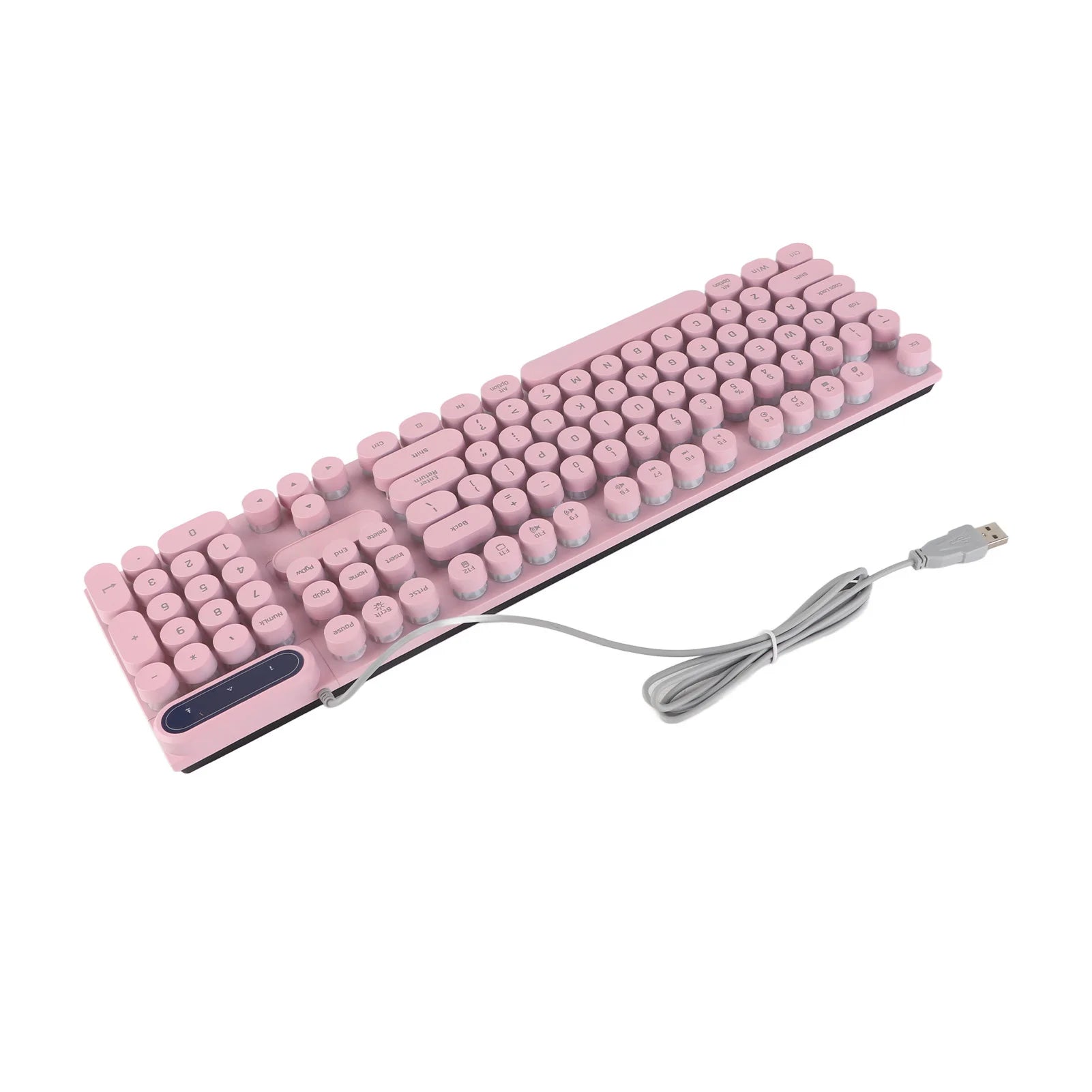 1Pc Gaming Keyboard USB Round 104 Keycaps Backlit Ergonomic Fodable Feet Multimedia Keys Wired Keyboard for Desktop Laptop