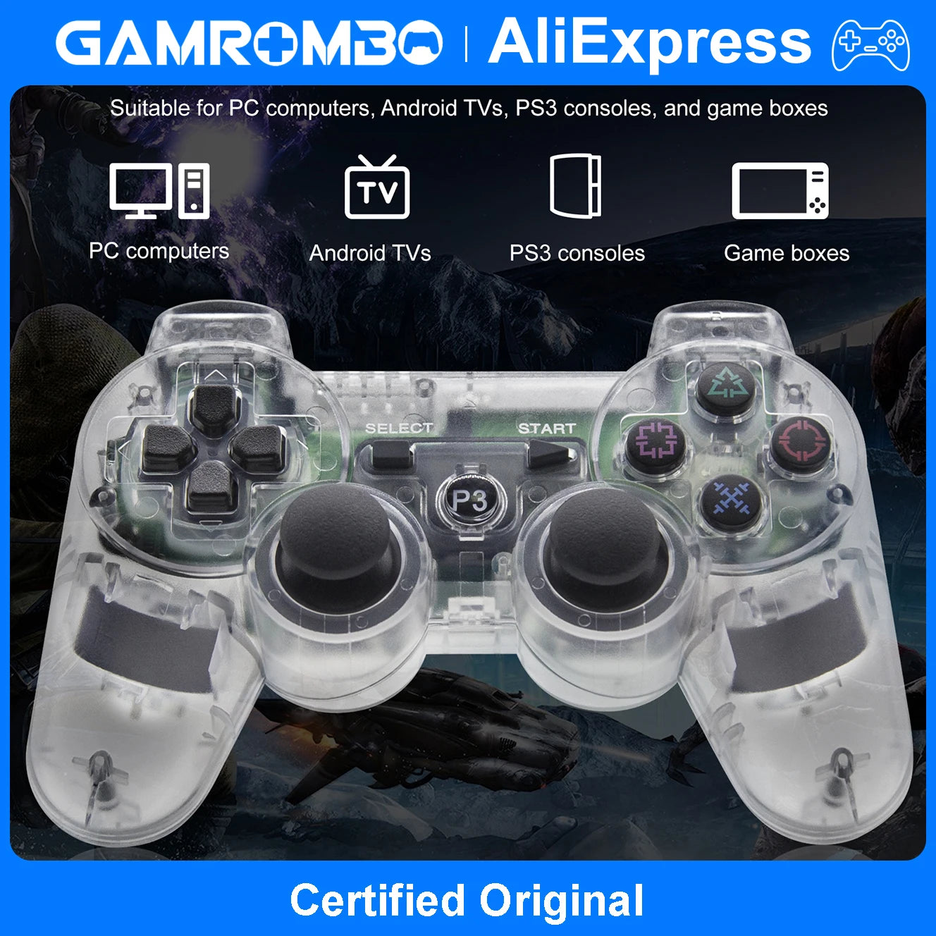 Gamepads For Playstation 3 PS3 Consoles PC/Android TVs /Game Boxes 360°Joysticks Precise Targeting No Deadzone Game Controller