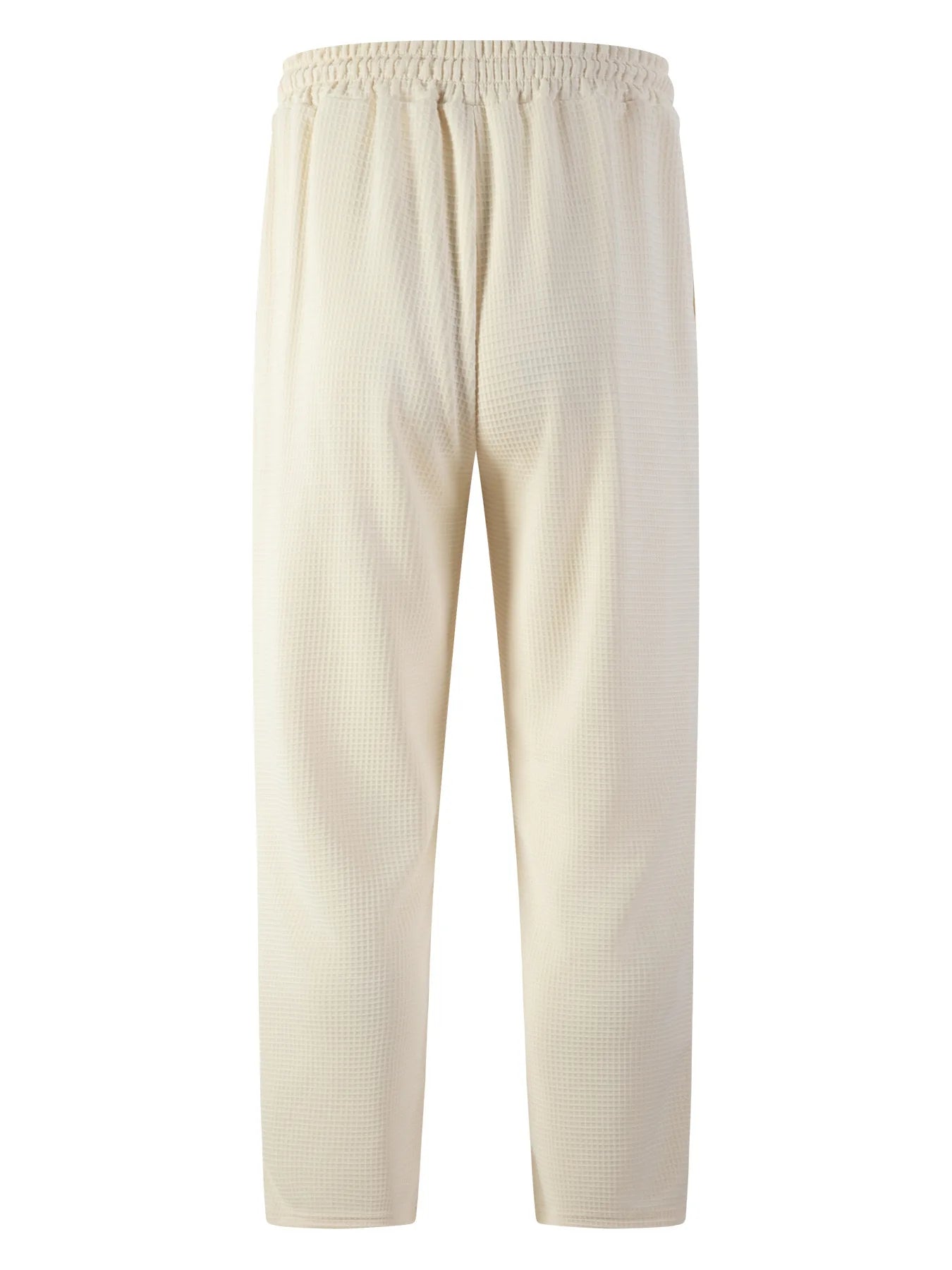 Men's new wide-checkered drawstring casual pants - lightweight, breathable, solid color, comfortable straight-leg trousers