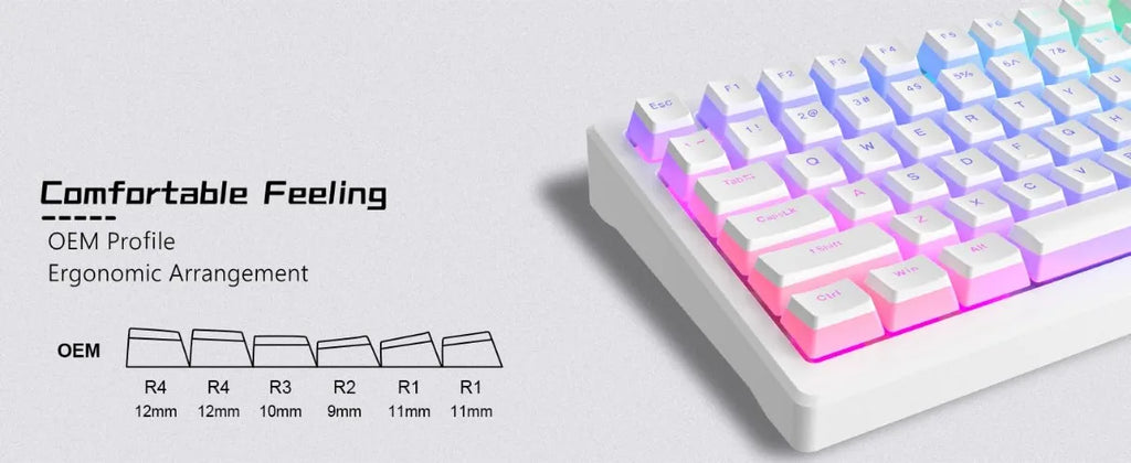Pudding Keycaps, PBT Shine Through Keycaps 130 Keys Set OEM Profile, for 100%, 75%, 65%, 60% Keyboard for Mechanical Keyboard