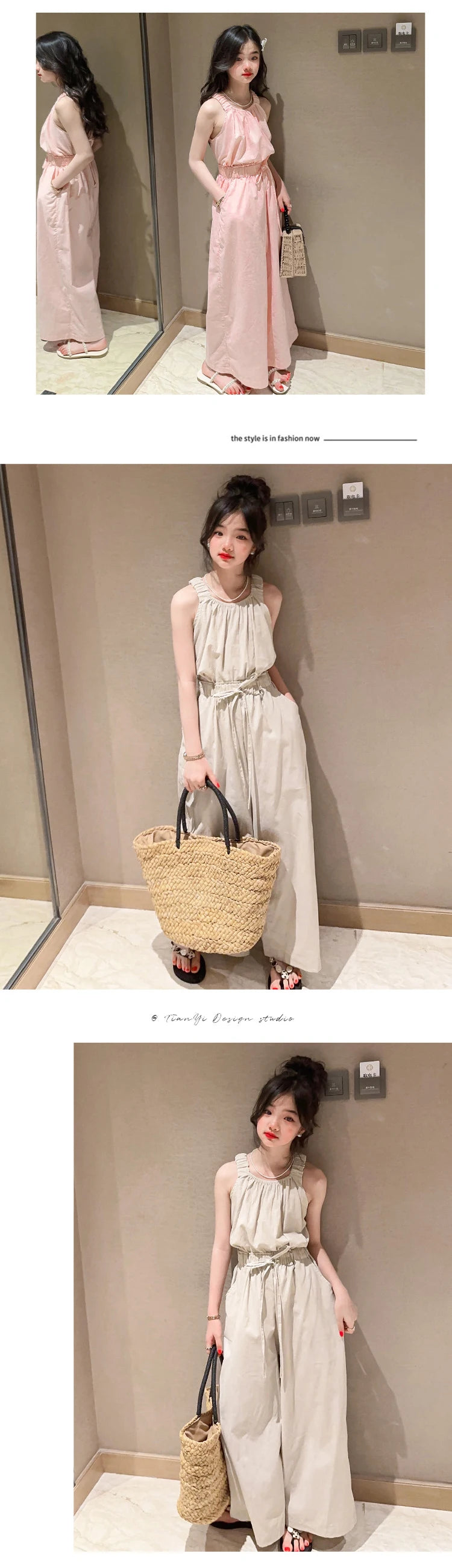 Summer Teen Girls Clothing Sets Children Fashion Princess Tops + Wide Leg Pants 2Pcs Outfits Kids Tracksuit 5 6 8 10 12 14 Years