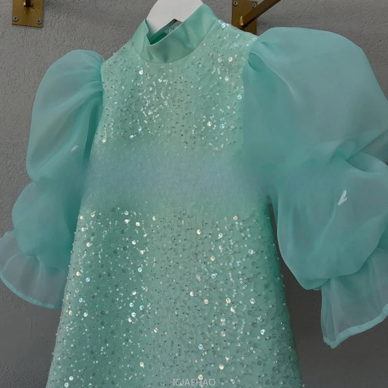 Teen Girl Clothes 2025 New Glitter Kids Girls Princess Gown Piano Recital Sweet Party Outfit Toddler Formal Wear Costume Vestido