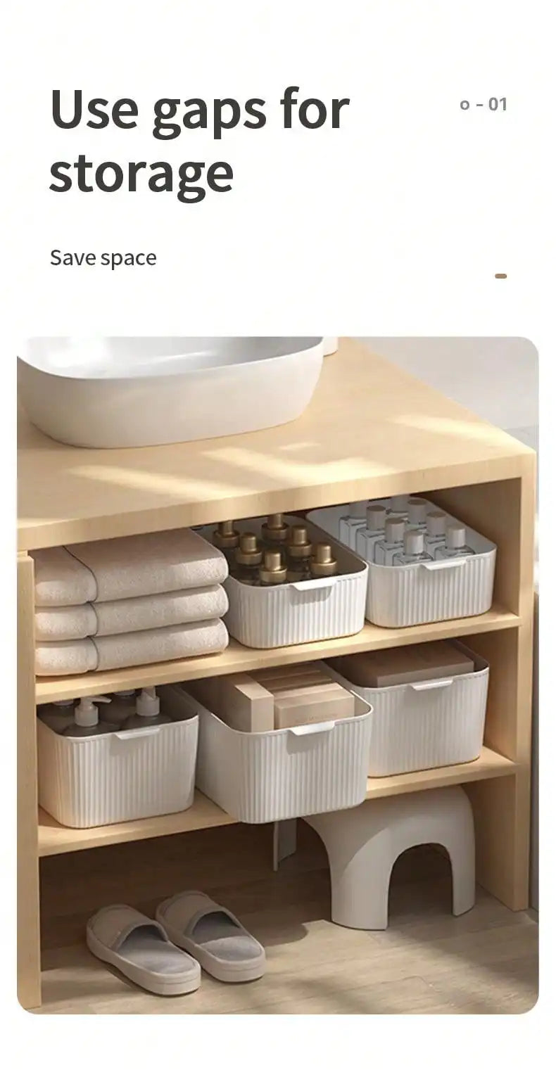 WORTHBUY Multifunctional Plastic Storage Box With Handle Desktop Organizer For Food Bathroom Kitchen Cabinet Storage Organizer
