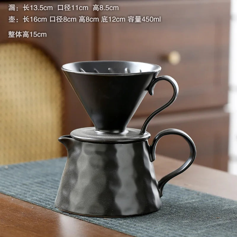 Home Ceramic Hand Drip Coffee Pot Large Sharing Jug V60 Cone Coffee Filter Brewer