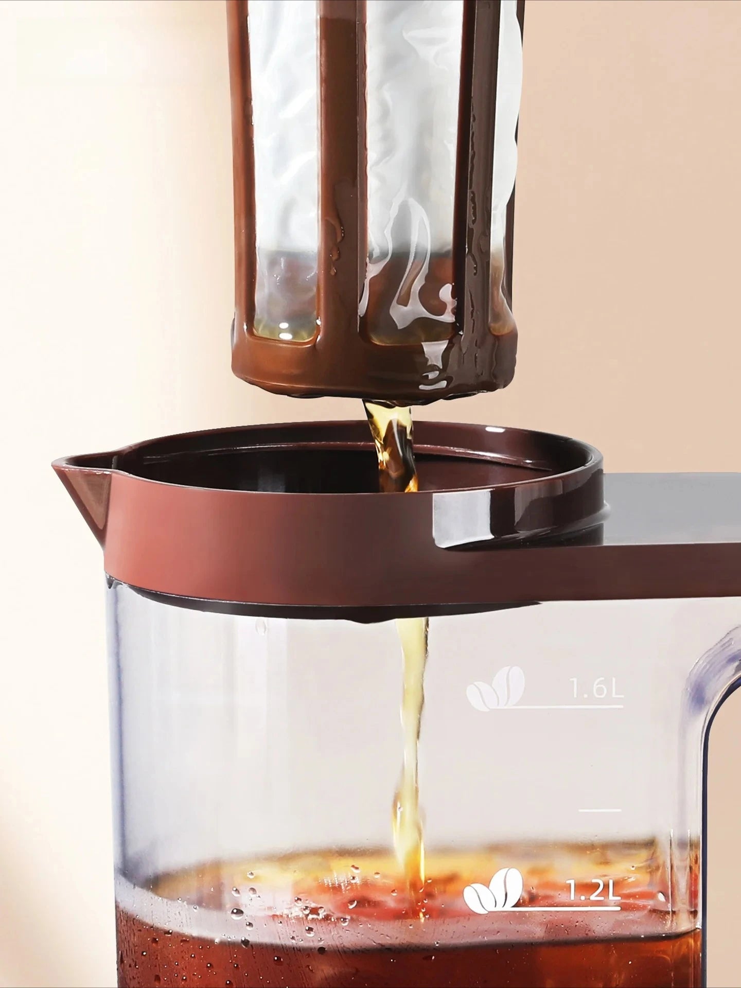 Large Capacity Plastic Cold Brew Coffee Pot For Iced Tea Steep Water Brewing Kitchen Equipment