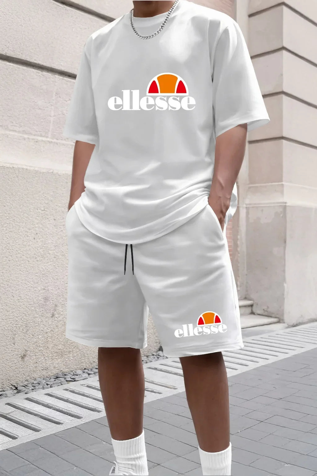 2026 Summer New Men's Fashion Outdoor Sports Set Printed Short Sleeve T-shirt+Shorts Loose Home Leisure Two Piece Set