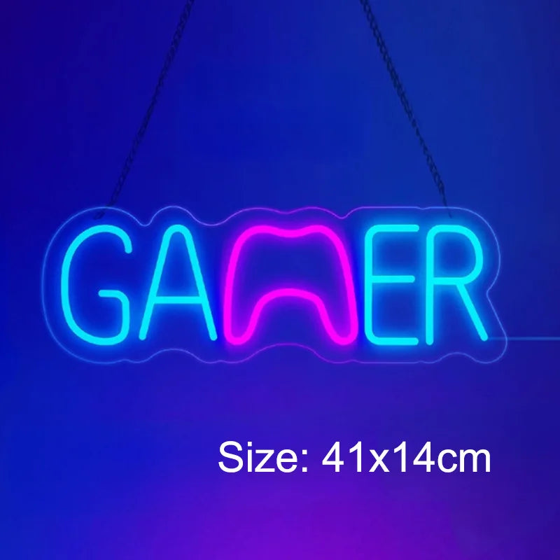 Game Neon Sign Light LED Gaming Zone Room Music Game Handle Nightlight Custom Business Logo Decor Bar Internet Cafe Shop Party