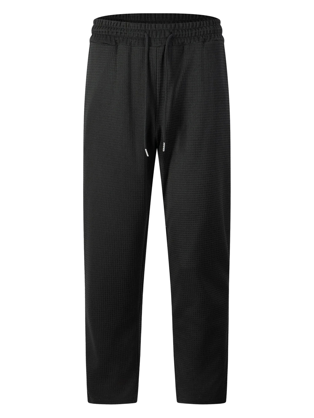 Men's new wide-checkered drawstring casual pants - lightweight, breathable, solid color, comfortable straight-leg trousers