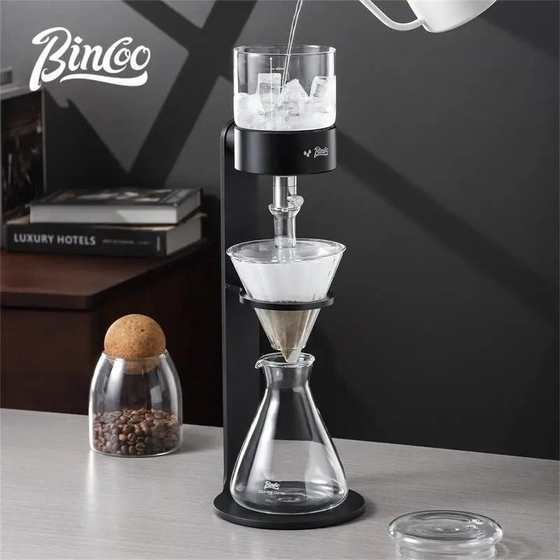 BINCOO L-Shaped Cold Brew Coffee Dripper Cold Brew Drip Coffee Maker Ice Brew Drip-Style Low-Temperature Slow-Brewed Coffee
