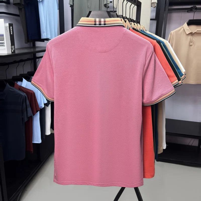 Luxury brand silk cotton short sleeve polo shirt fashion Paul Pony embroidered men's T-shirt summer comfort business casual top