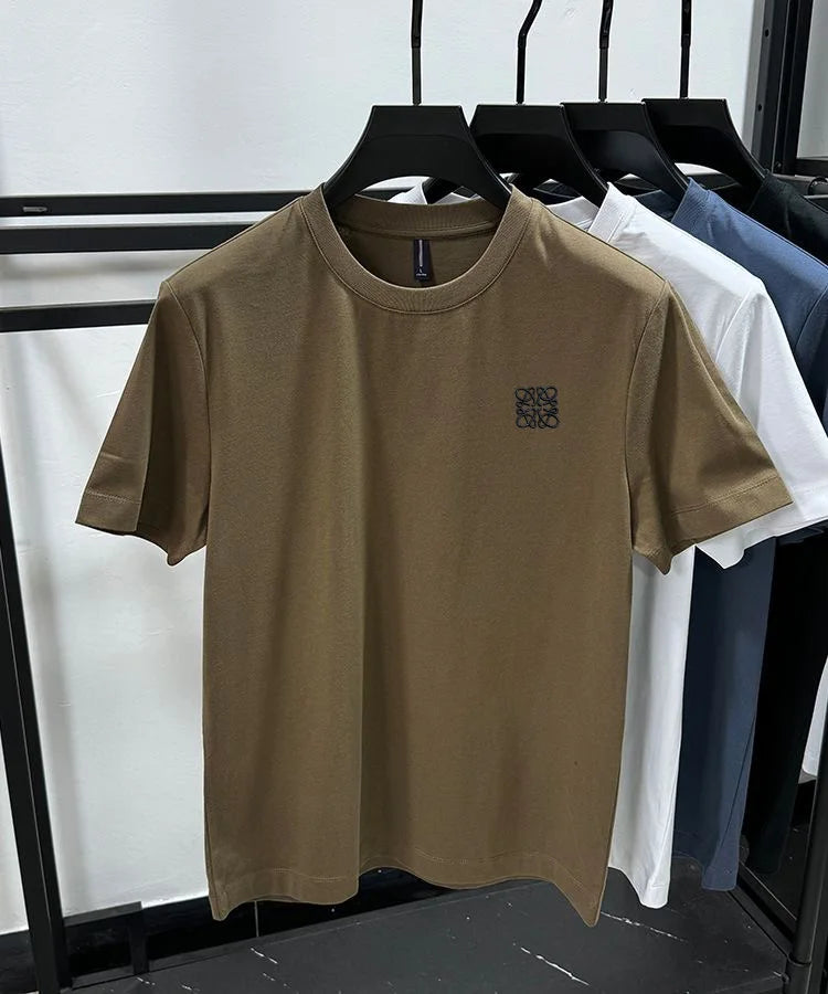 Luxury high-end standard embroidery 100% cotton men's summer casual fashion T-shirt brand fashionable high-quality short sleeved
