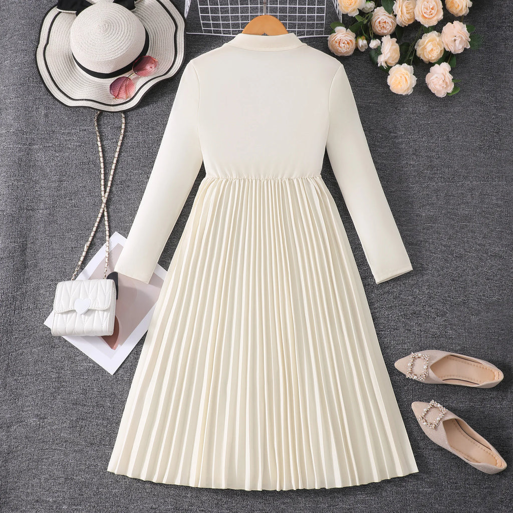 Teen Girls' 13-16Y Blazer Dress - Classic Cream Color, Asymmetrical Hem, Romantic & Elegant, Ideal for Formal Occasions, Stylish