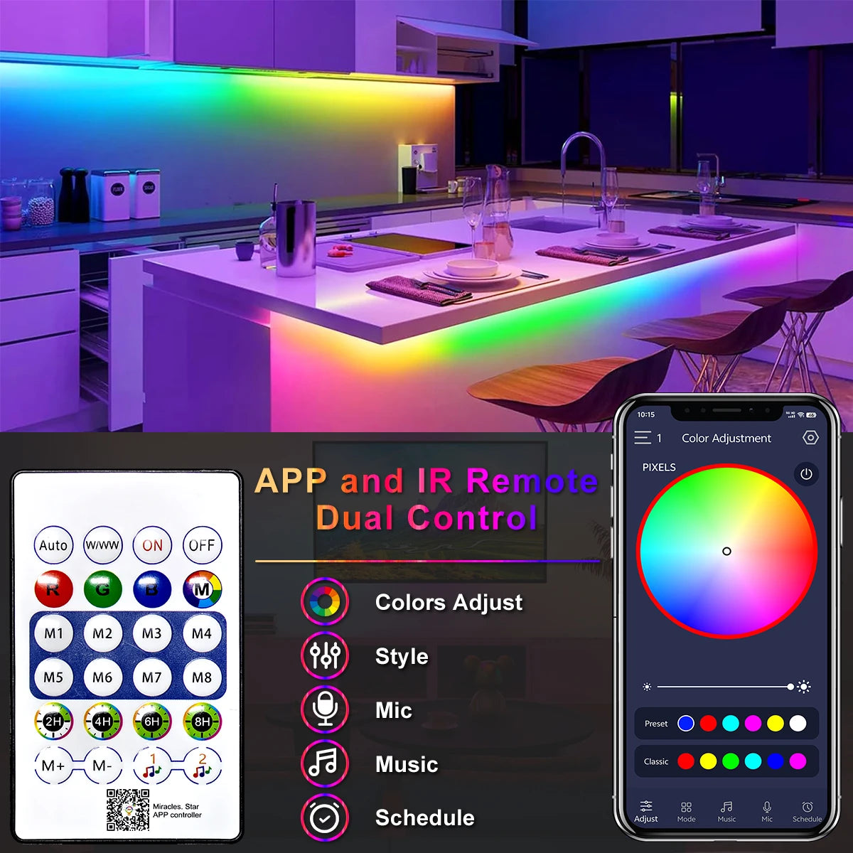 LED Neon Strip RGBIC Gaming Ambient Lighting DC 5V Waterproof  Flexible Ribbon Tape Neon Lights With Bluetooth Music Control