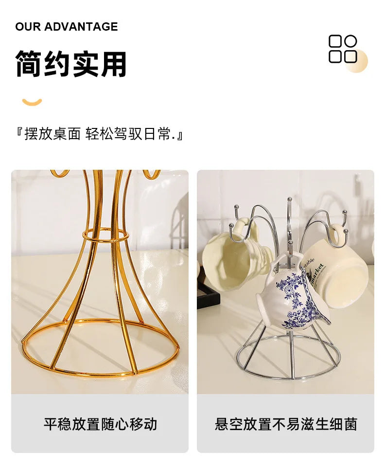 Home Desktop Flat Six Cup Iron Frame, Kitchen Inverted Water Cup Storage Rack, Restaurant Coffee Cup Storage And Drainage Rack