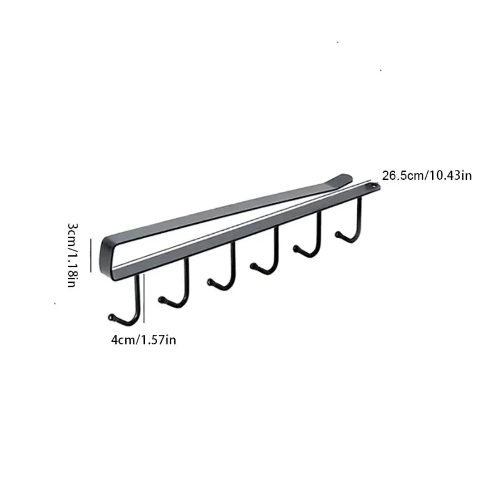 6 Hook Coffee Cup Mug Holder Plastic Cabinet Kitchen Storage Rack Multifunction Hook Shelf Sundry Organizer Storage Hanger