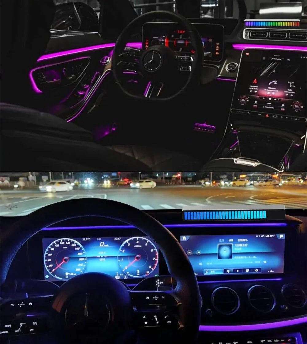 Smart RGB Sound Control Lights 3D Double Sided Pickup LED Lights Rhythm Ambient LAMP APP Control For Car Gaming Desktop Lights