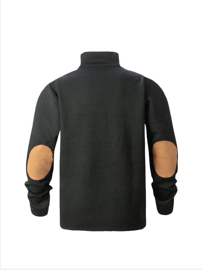 2026 New Spring Autumn Men's Jacquard Knit Sweatshirt, European Size Stand Collar Long Sleeve Loose Casual Outdoor Pullover