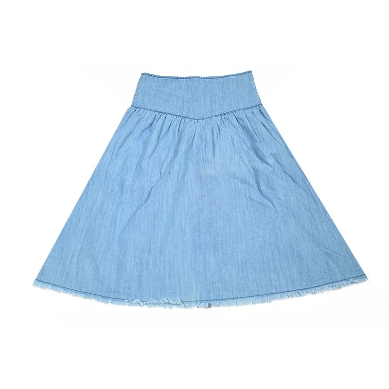 Summer kids clothes denim blue boy and girl dress t-shirt top set baby romper skirt colorful embroidery stripes children outfit