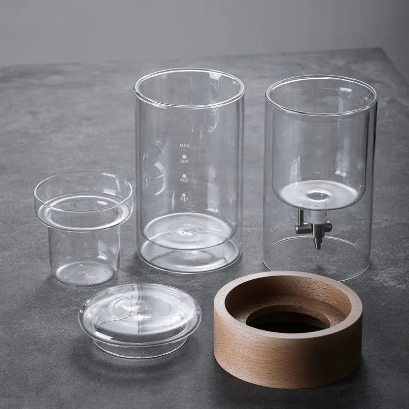 Glass Cold Brew Coffee Pot Glass Coffee Tools Double Layer Ice Drip Hand Brew Coffee Pot Set Barista Accessories