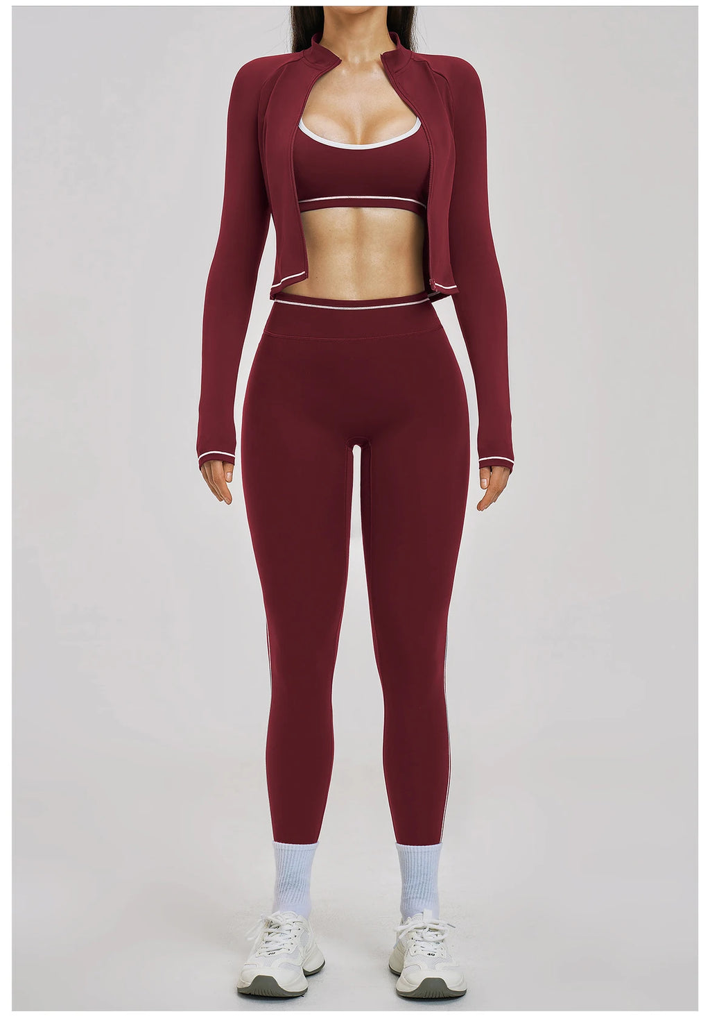 3PCS Yoga Suit Women Tracksuit Sports Outfits Gym Set Running Workout Clothes Long Sleeve Sports Bra Athletic Wear Yoga Clothing